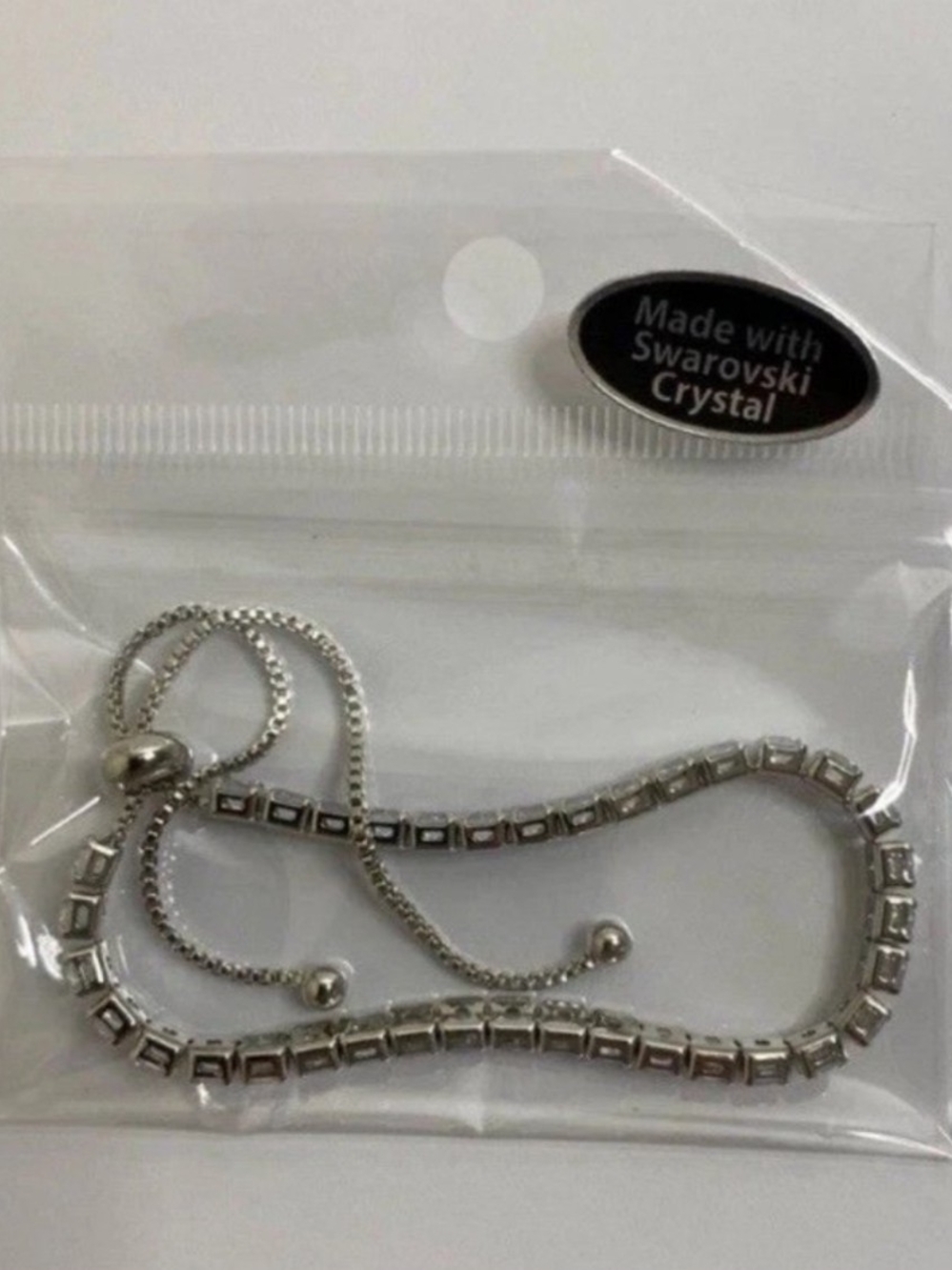 Silver Swarovski Crystal Adjustable Tennis Bracelet